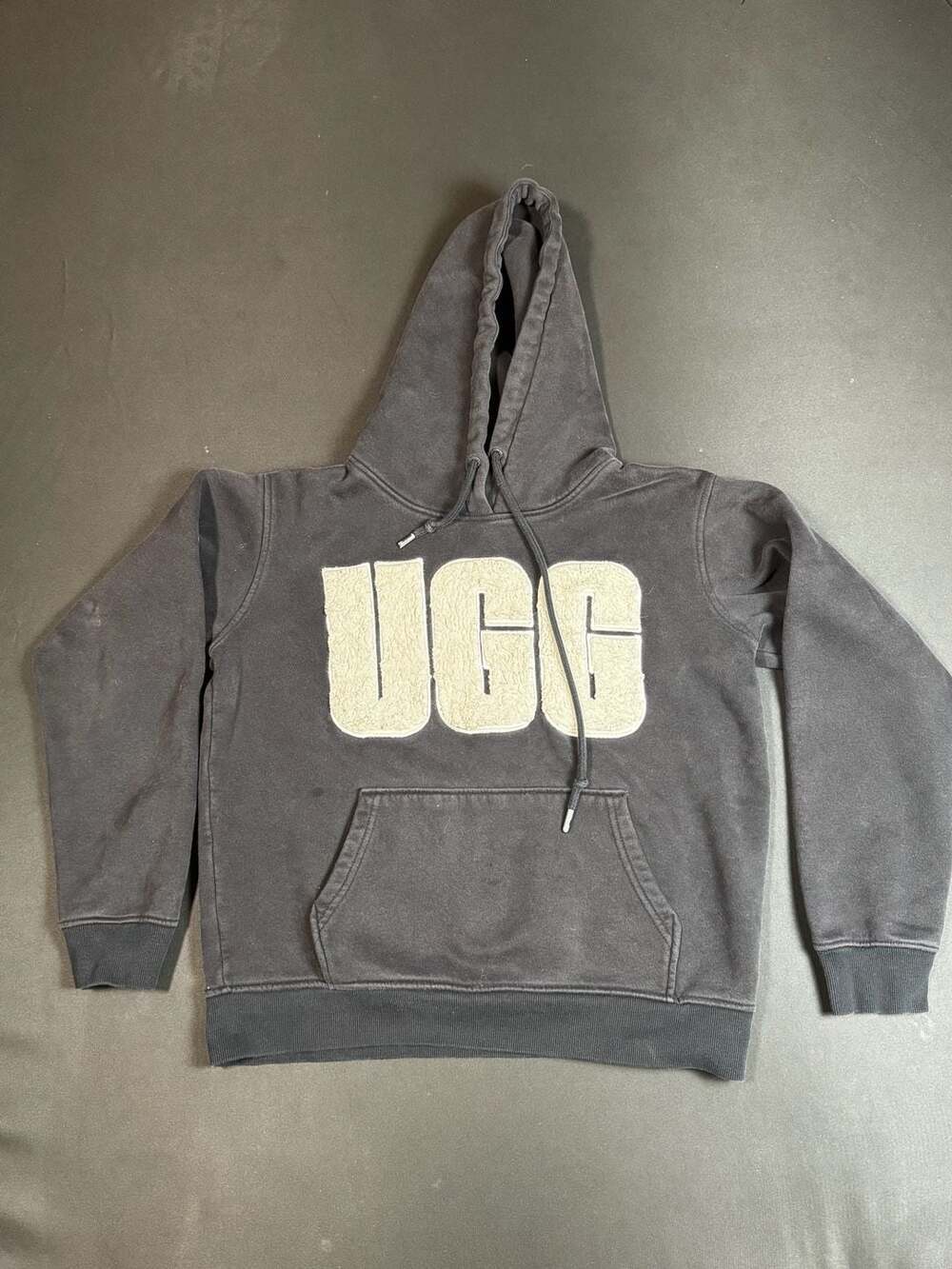 UGG Rey Fuzzy Logo Pullover Hoodie Black